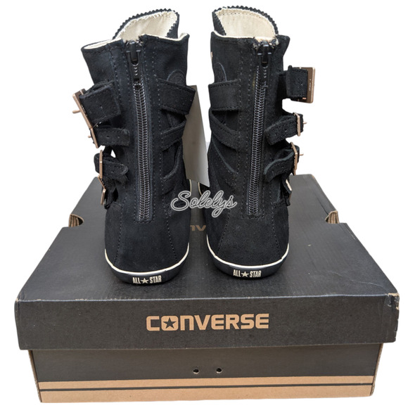Converse 2012 Multi 5 Strap Buckle XHI Calf Hi Black Suede Sneaker Boot 7.5 RARE - Picture 3 of 14